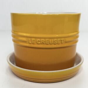 Le Creuset 4" Herb Planter w Tray Nectar Yellow Flower Pot 22-39 NIB